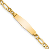 14k Polished Semi-Solid Chain/Solid Plate Figaro Link Soft Diamond Shape 19.5x5.5mm Plate 7 inch ID Bracelet